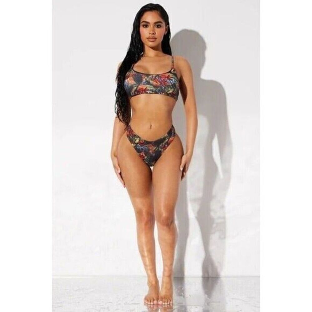 Bandeau High Cut Leg 2 Piece Bikini Size M RefM035 - Picture 3 of 7